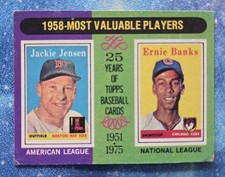 1975 Topps Mini - Most Valuable Players Ernie Banks, Jackie Jensen #196