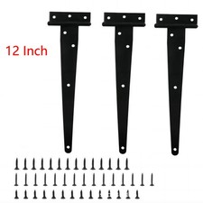 Image of Iron T-Shape Hinges 3 Pcs 8-12 Inch Heavy Duty with Screws for Gate Window Sheds