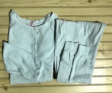 Victoria's Secret Pale Blue Glow Waffle Knit Henley Jogger Pajama Set Women's M