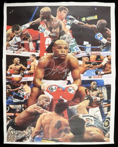 34x43 Floyd Mayweather Jr. Autographed Canvas Print Boxing Poster PSA/DNA