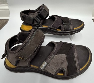 Ecco Men's hiking sandal Exowrap 3-Strap Phorene Sport Brown W/Orange Size 8-8.5