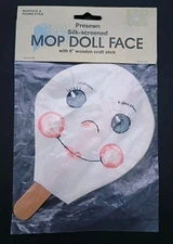 MOPFACE Round eyes mop doll faces, silk screened, includes 6" stuffing stick