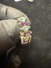 Vintage Sterling Silver Ring Size 7 Amethyst  Blue Topaz Marquise Cut 925