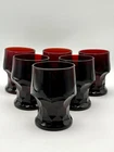 6 Vintage Anchor Hocking Ruby Red Glass Georgian Honeycomb 4”  9oz Tumblers