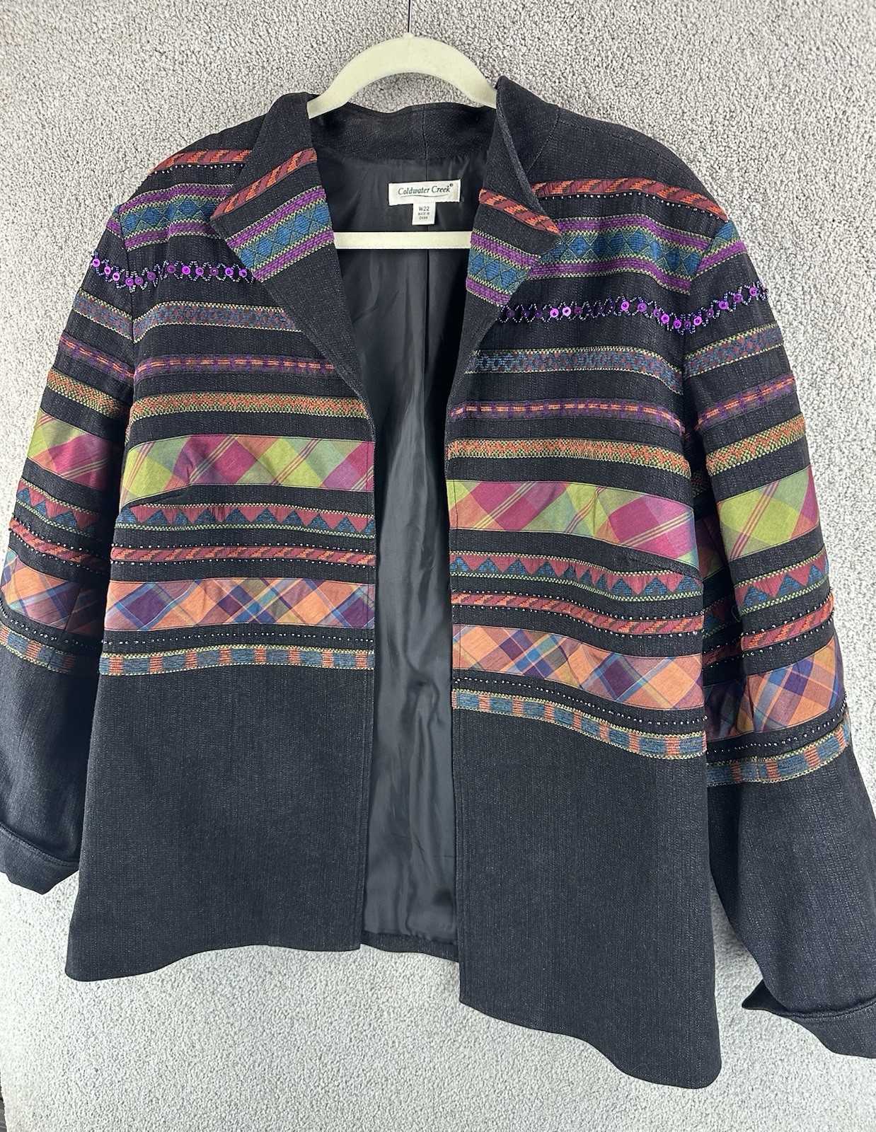 Coldwater Creek Patchwork Striped Jacket Womens 2… - image 3