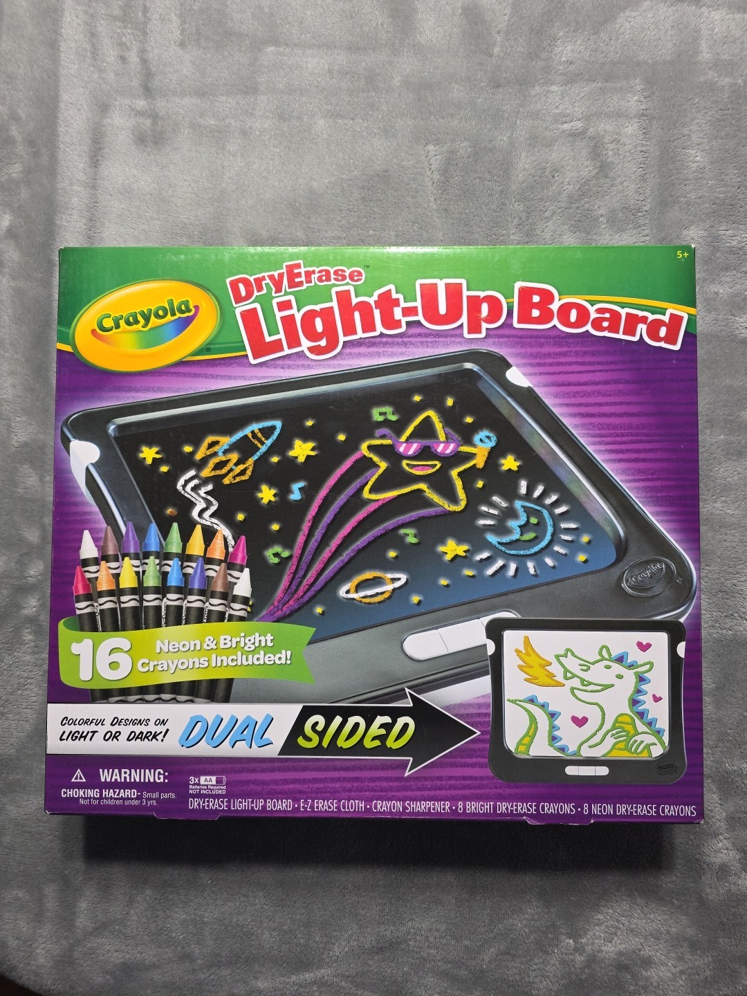 Crayola Dry Erase Light-Up Board NIB 16 Neon Crayons Dual Si