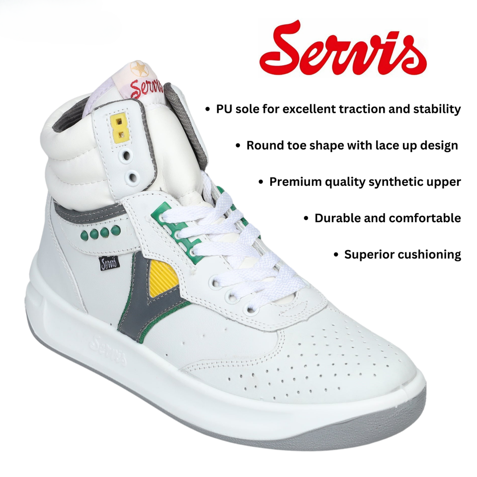 Servis Cheetah High Top Trainers White Yellow Green Shoes Afghani