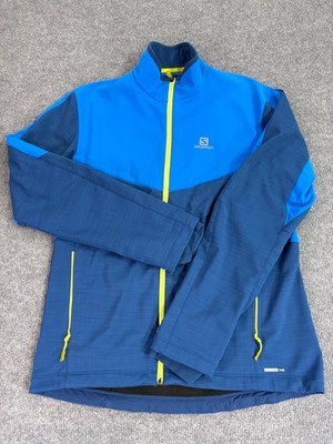 Salomon Jacket Mens XL Blue Advanced Skin Shield Fleece Full Zip Hiking Active