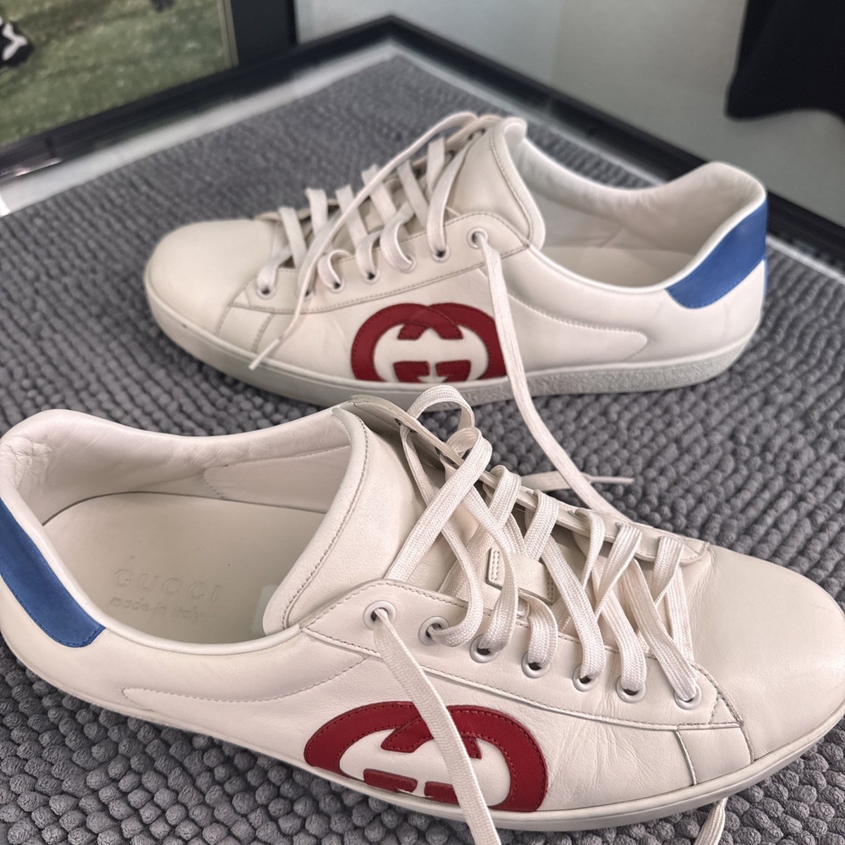 Size 12 - Gucci Ace Interlocking G - White Red Blue for sale
