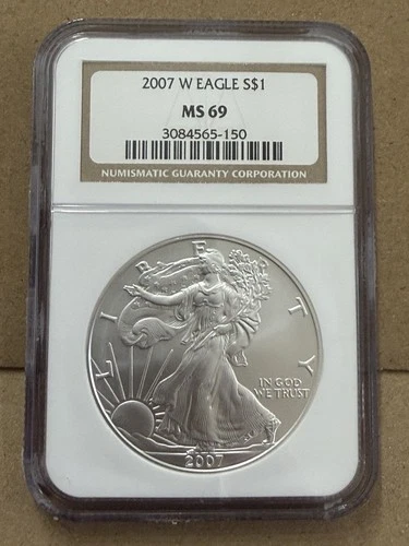 2007-W Burnished Silver Eagle $1 NGC MS69 West Point 1oz .999 Fine Silver