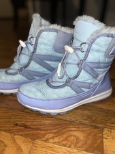 Sorel Disney Frozen Winter Snow Boots Girls Youth 5 Blue Silver Snowflakes Elsa