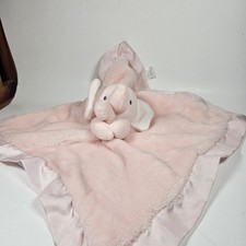 Carter's Elephant Cuddle Lovey Plush Security Blanket Satin Trim Pink Dots Baby