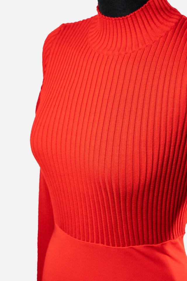 M Missoni Red Ribbed-Knit Maxi Dress TG S - Immagine 3 di 4