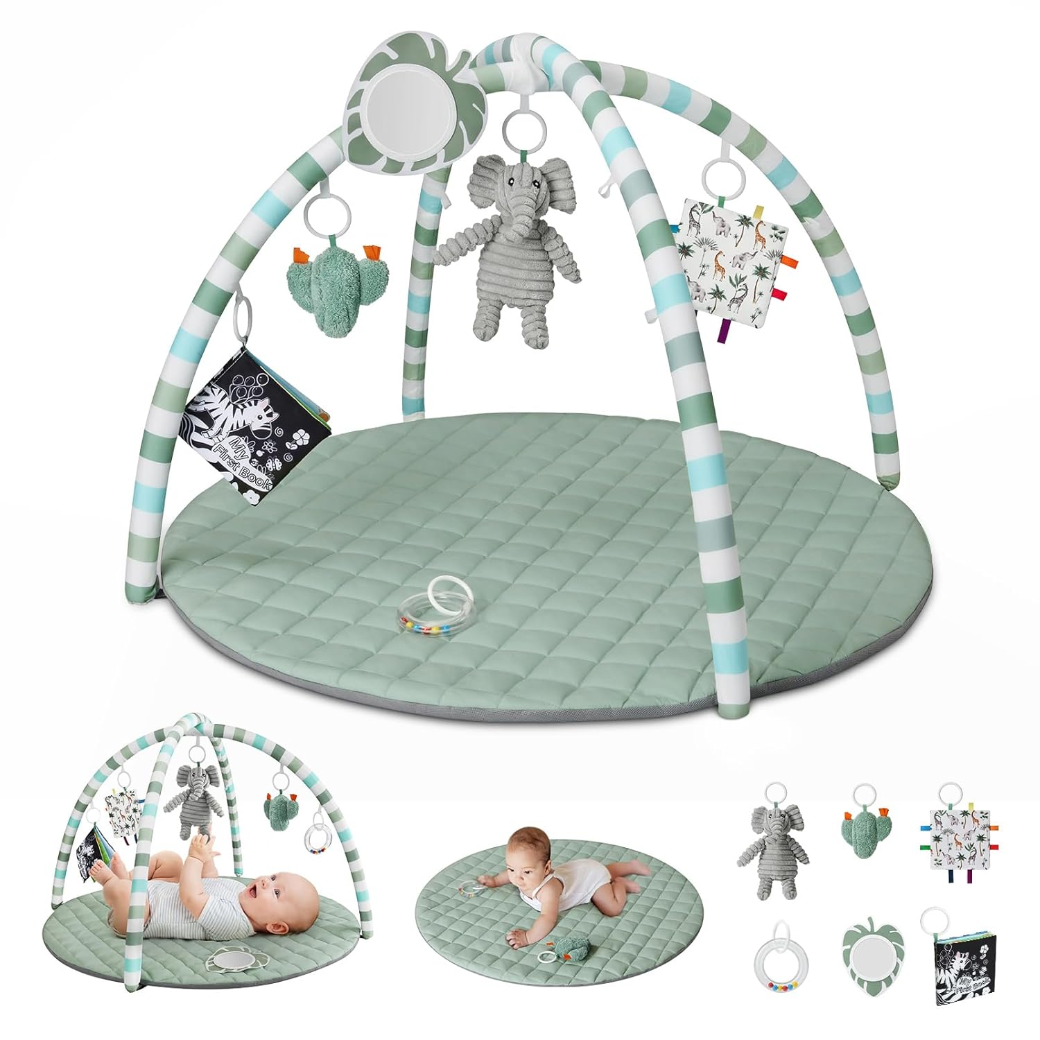Baby Play Gym Mat with 6 Detachable Toys
