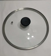 T-Fal Replacement Lid Vented Glass OD 11" ID 10 3/8 Black Handle # 7BP-S2