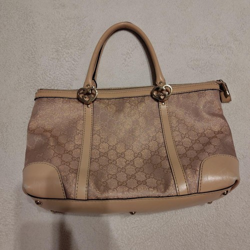GUCCI Gucci Lovely Tote Bag Handbag Pink GG Pattern Heart
