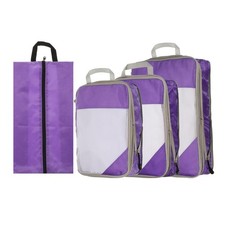 4pcs Suitcases Compression Packing Cube Travel Luggage Organizers Bag Purple