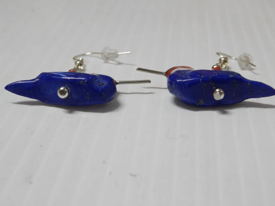 SANTO DOMINGO INDIAN HUMMINGBIRD EARRINGS STERLING SILVER BEAKS + MULTISTONE - Image 3 of 4