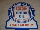 VINTAGE SOCONY STANDARD OIL COMPANY O NEW YORK 10" PORCELAIN METAL GASOLINE SIGN