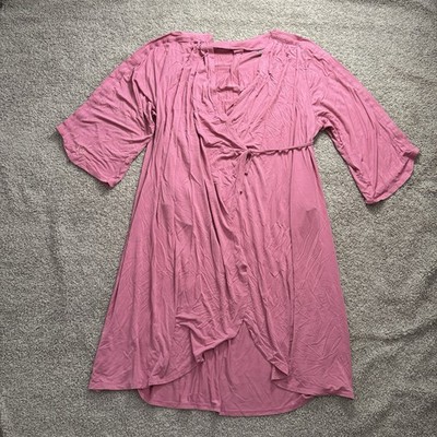 Kickit Pajamas Hospital Gown with Snaps On Sleeves Dusty Rose Size Large 