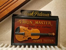 Tableau Country Corner en bois "Maitre Violon" Vintage