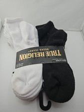True Religion 12 Pk Mens Socks 6 White 6 Black Size 8-12.5