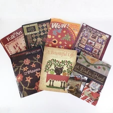 Lot 7 Folk Art Wool Applique Quilt Pattern Books Need'l Love Buggy Barn WOW
