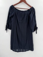 Bailey 44 Off Shoulder Dress Navy Blue Textured Anthropologie SMALL