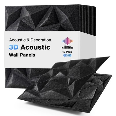 Acoustic 3D Wall Panels,12Pack Sound Proof Felt Panels for Interior Wall Dé