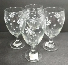 Greenbrier International Snowflake Water Goblets Christmas 16 Ounce Set of 4