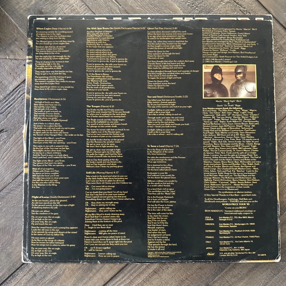 Iron Maiden Piece of Mind 1983 LP Vinyl Record ST-12274 First Pressing - Image 4 of 4