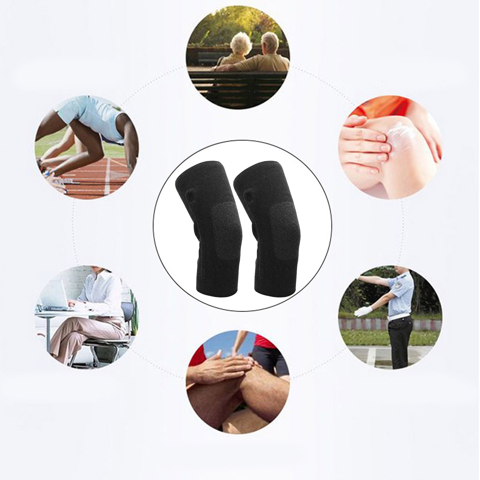 2pcs Knee Braces Warm Protective Prevent Slip Knee Compression Sleeve For Men Wo