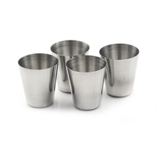 4X Camping / Travel Stainless Steel Shot Glass Set TsAMAZ.z9
