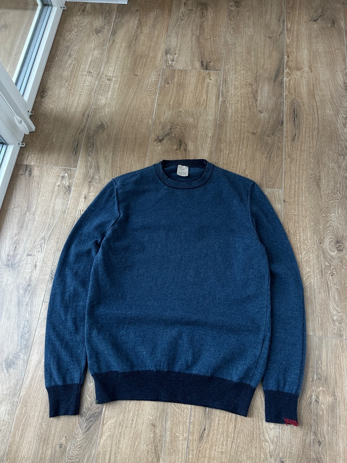 H9 53 Men's blue wool Luxury Made in Italy Pullover sweater Size: 44