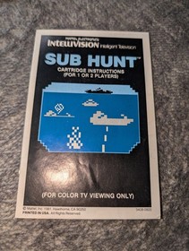Sub Hunt Mattel Intellivision 1981 Cartridge, Box, Manual, & Overlays! Tested!