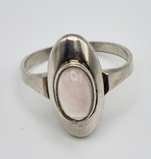 Rosenquarz Ring  835er Silber Gr. 57 blass rosa Stein Oval silver Rose