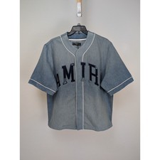 Amiri Sunfaded Baseball Shirt Perfect in Indigo Blue BNWT X-Large