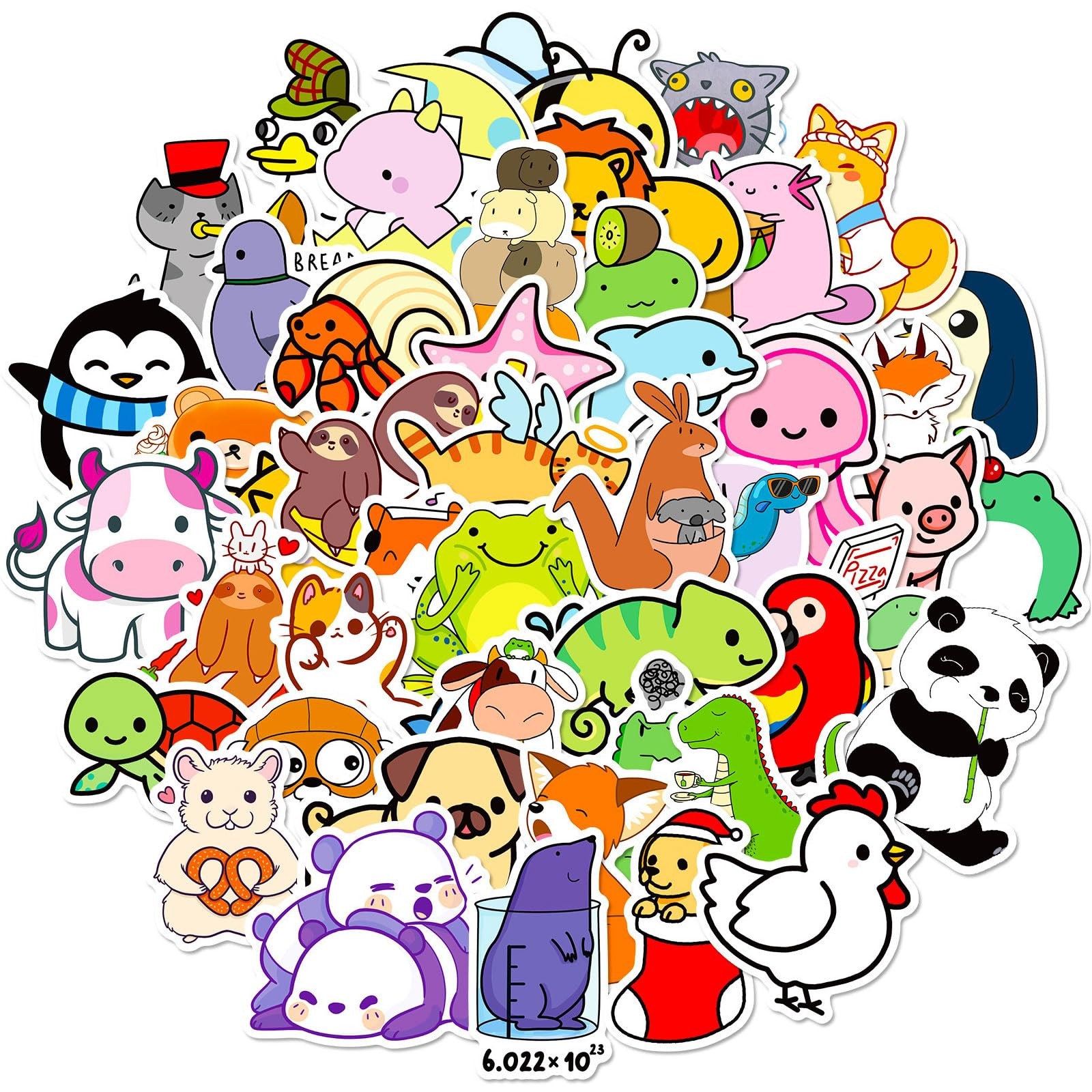 Cute Animal Stickers, 50pcs Vinyl Waterproof for Water Bottl