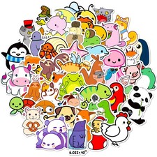 Cute Animal Stickers, 50pcs Vinyl Waterproof for Water Bottles, Laptops, Scrapbo
