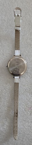 Silver Tone Dial Round Case White Faux Leather Band Watch Japan Movment - Picture 3 of 5