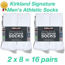 Kirkland Signature Men's Athletic Sock 16 Pairs: White, Size 8-12   Tracking  