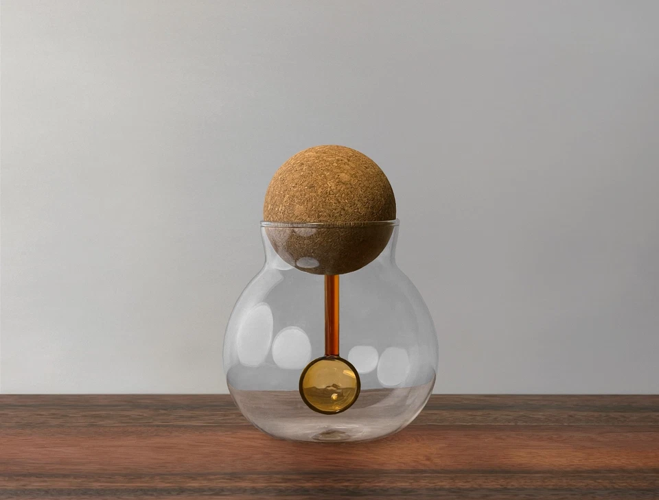 Spherical Glass Jar with Cork Ball Lid and Inset Duo-Tone Colorful Glass Spoon - Image 4 of 4