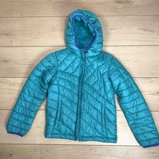 Columbia Kids Teal Puffer Down Hooded Winter Jacket Sz Small 7/8