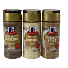 3X McCormick Finishing Sugar Chocolate Hazelnut Gingerbead Spice White Frosting