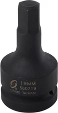 SUNEX TOOLS 560719 1-Inch Drive 19mm Hex Driver Socket 1" 