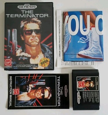 The Terminator (Sega Genesis, 1991) Complete in Box + Poster - Cleaned Tested VG