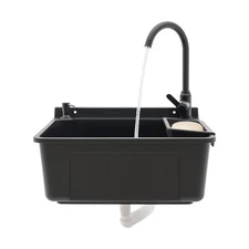 Wall-Mounted Sink,Plastic Laundry Sink with Soap Box,Utility Tub Sink with Ro...