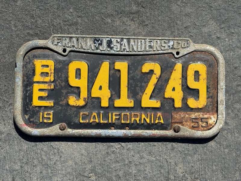 VTG 40s FRANK J SANDERS CO Fresno CA License Frame Lincoln Mercury License Frame