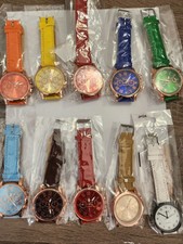 Lote de relojes de pulsera JHUI y Geneva de cuarzo colores surtidos números romanos JH24