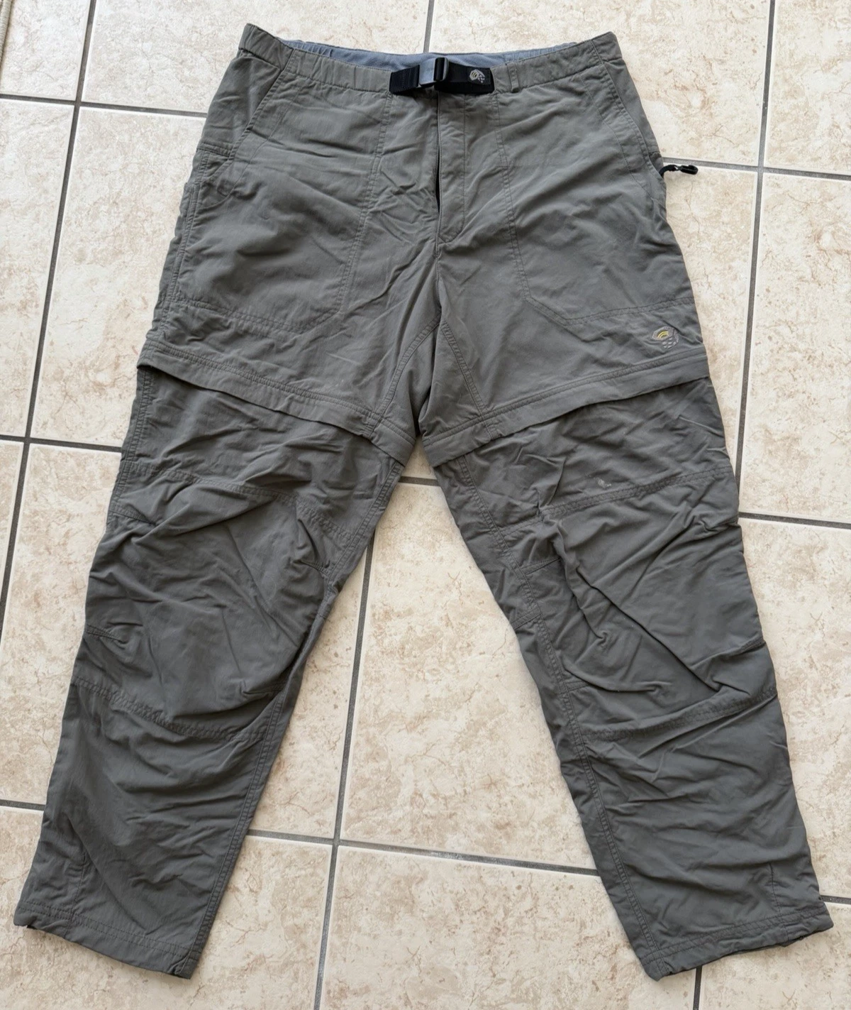 Mountain Hardwear Men's Gray Large Zip Off Climbing Pants Athletic Bottoms Belt